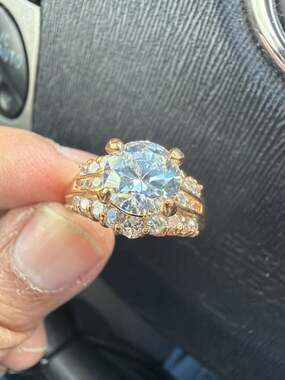 MEDA Gold Vermeil Sterling Silver Round Cut Cubic Zirconia Multistone Ring